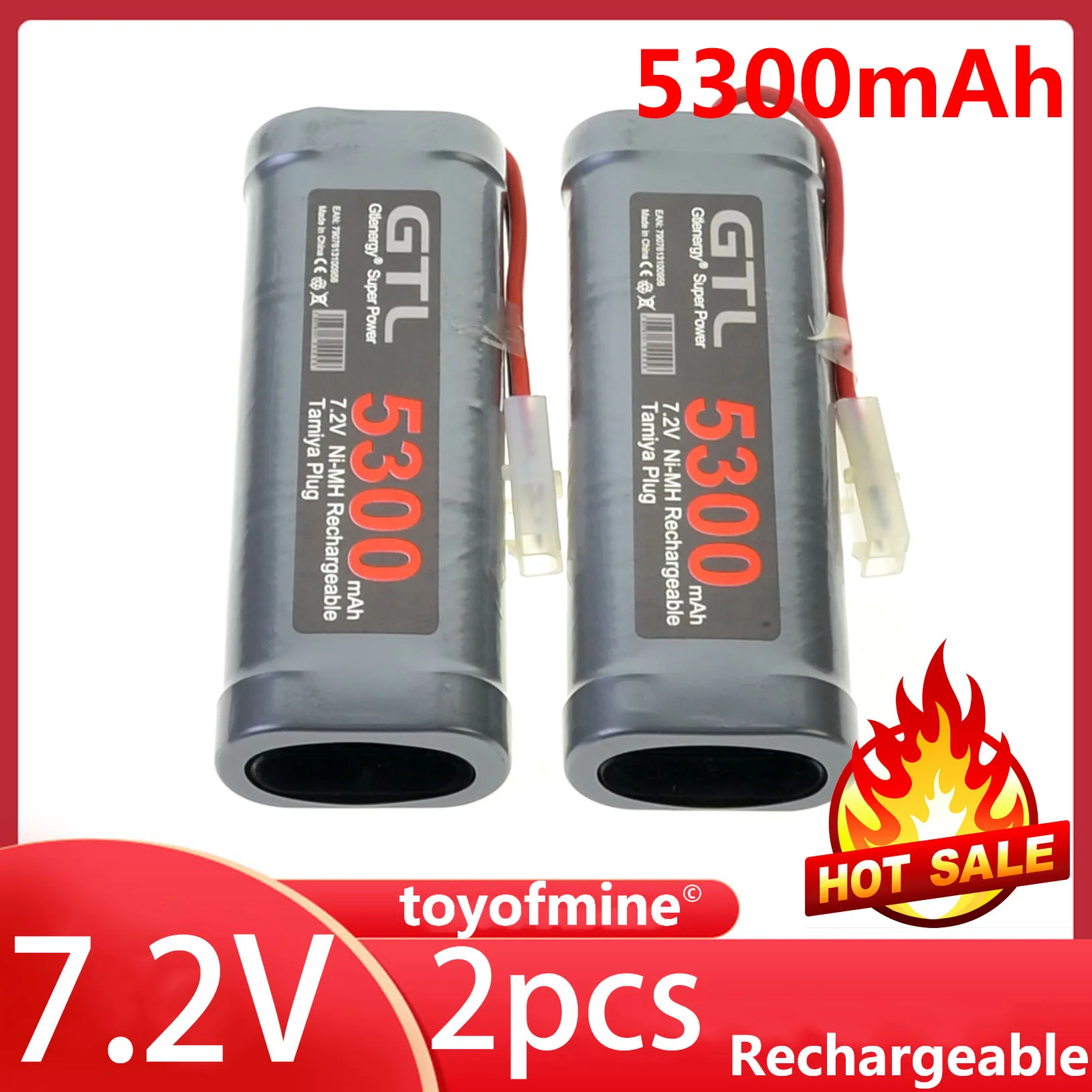 

2X 7.2V 5300mAh Ni-Mh Rechargeable Battery Pack RC Tamiya Plug+Charger For RC Car Truck Buggy Boat Tank Airplane Helicopter Boat
