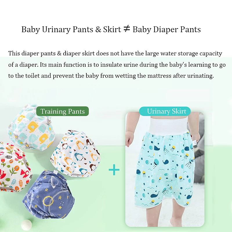 Children Diaper Skirt 2 In 1 Baby Training Pants Absorbent Shorts Nappy Leakage Mat Cover Sleeping Bed Clothes | Мать и ребенок