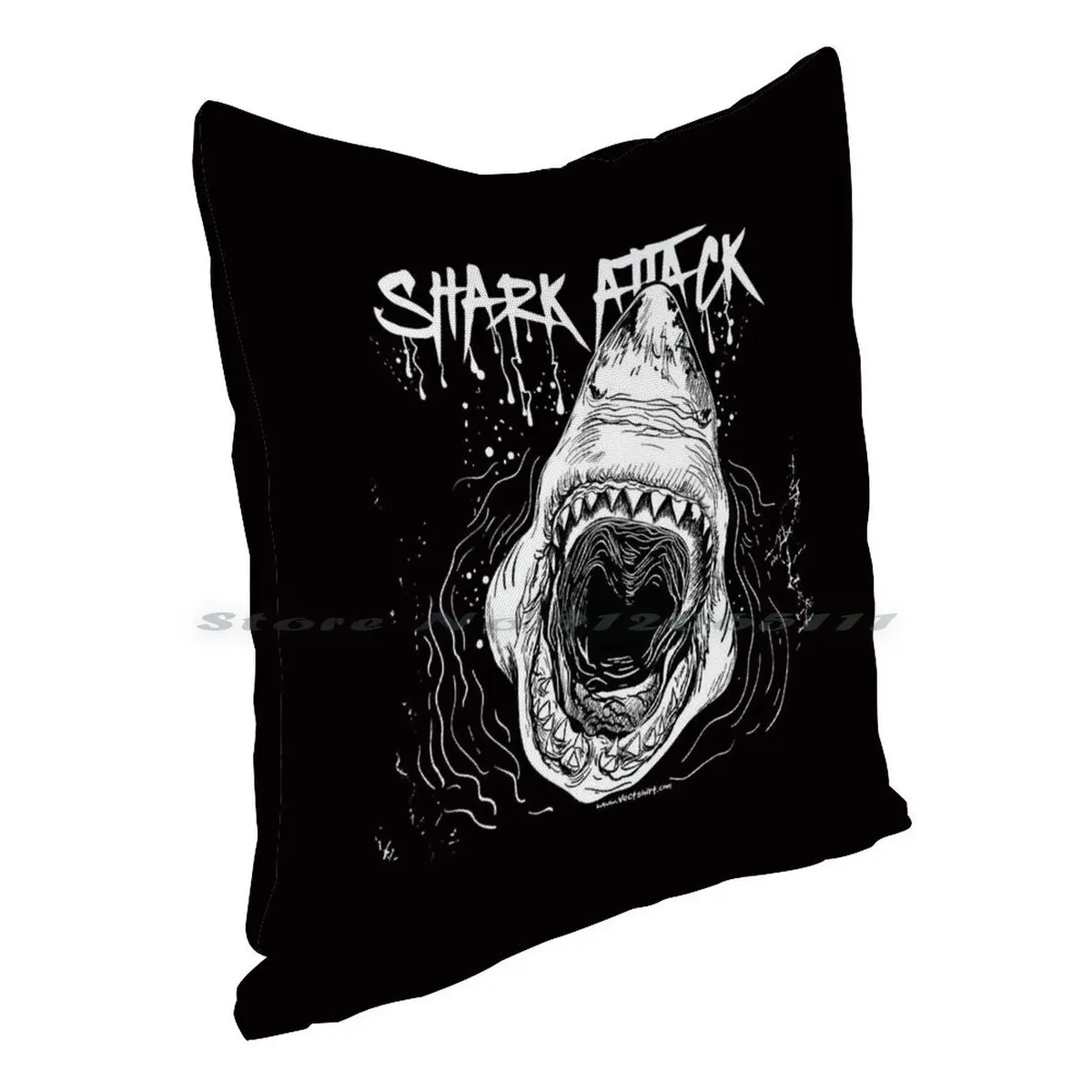 Наволочка из хлопка и льна с изображением акулы атаки | Дом сад