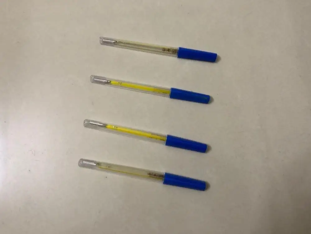 

12Pieces High Quality Yellow A Level Medical Classic Traditional Mercury Glass Clinical Armpit Thermometer Mercurial Thermometer