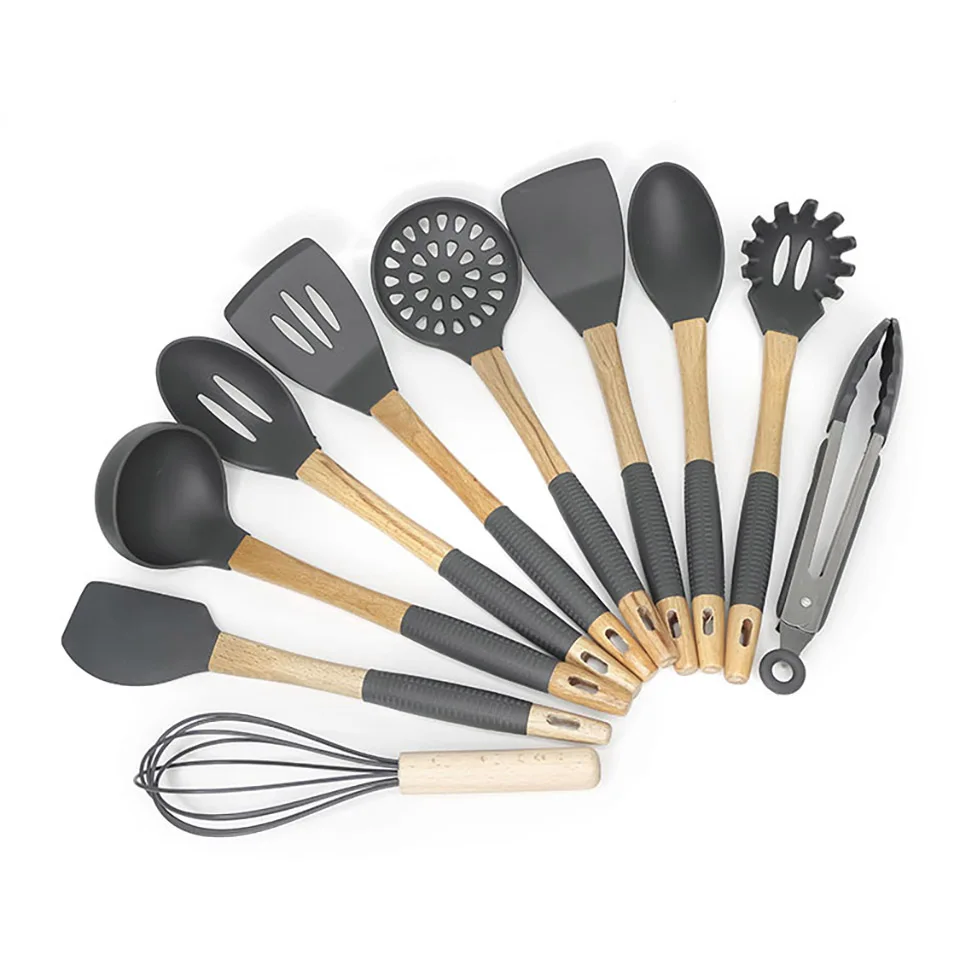 10 шт. силиконовые кухонные принадлежности с деревянной ручкой | Дом и сад