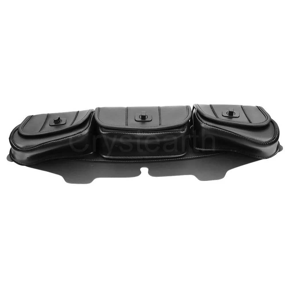 Черные мотоциклетные лобовое стекло сумка седло 3 Карманный Кожаный чехол Чехол