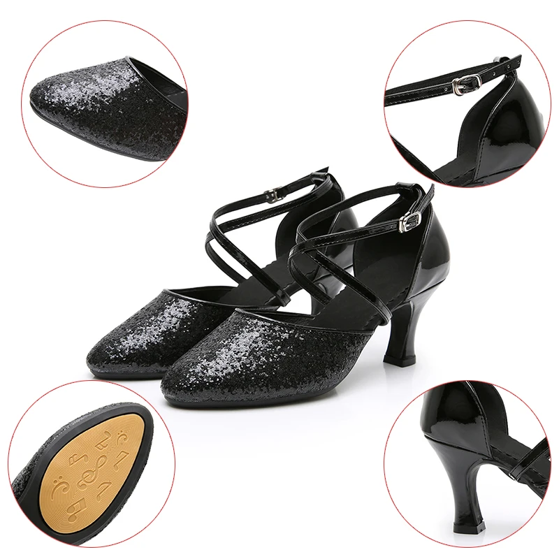 Hipposeus Туфли для латинских танцев плоской подошве женщин и девушек бальные