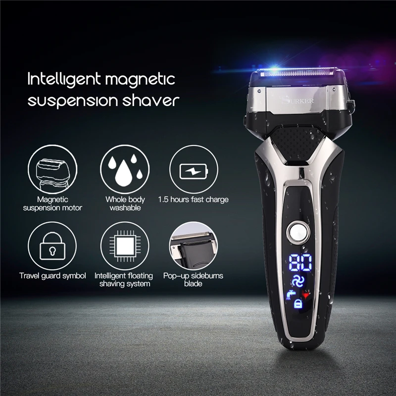 

USB Rechargeable Electric Shaver Stainless Steel Shaving Machine Men 3D Triple Floating Blade Razor Shaver barbeador eletrico