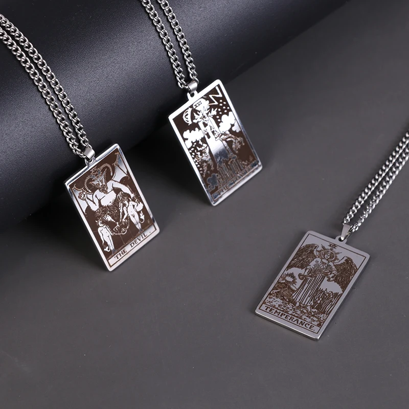 

Wicca Tarot Card Waite Major Arcana Pagan Pendant Amulet Necklace Wiccan Jewelry