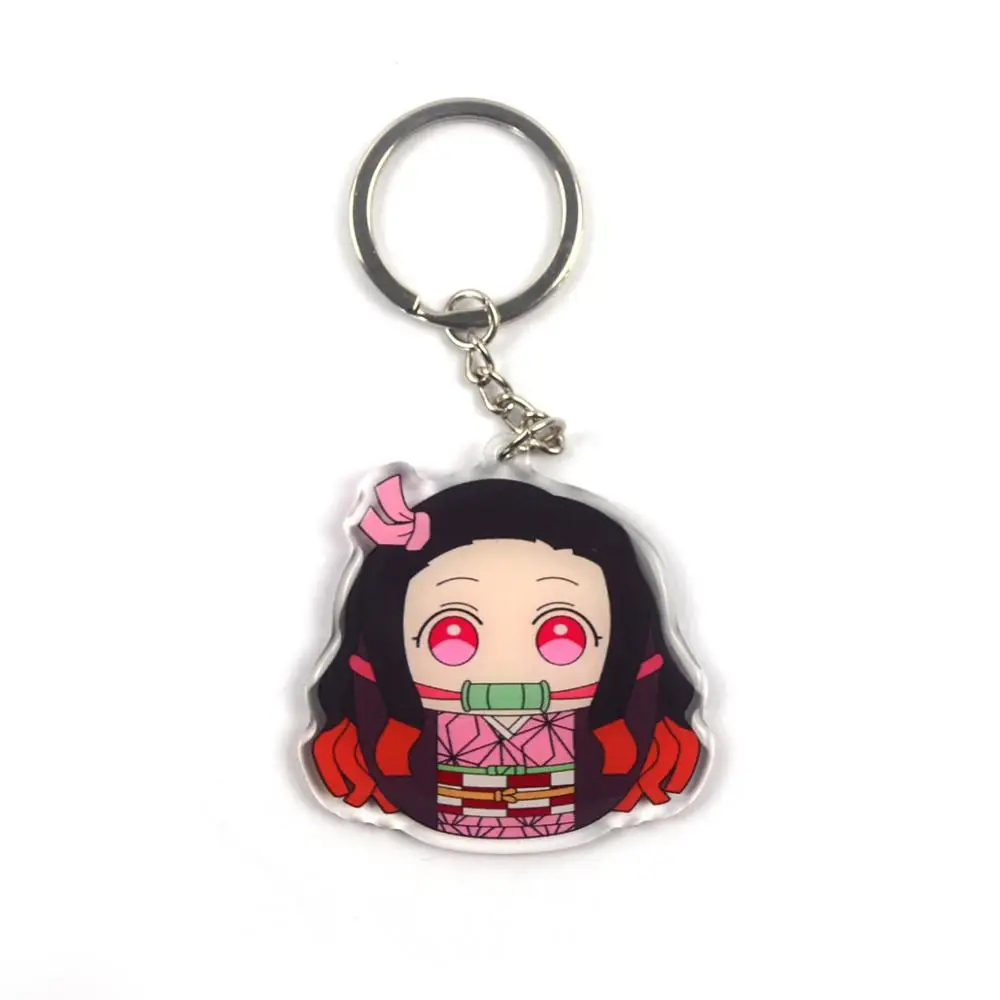 

New Anime Demon Slayer Keychain Tanjirou Lovely Acrylic Keyring Blade Of Ghost Delicacy Bag Pendant Trinket Key Chains Gift