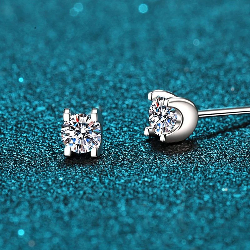 

925 Silver 0.3ct D color Moissanite VVS Fine Jewelry Diamond Stud Earring With national for Women Gift