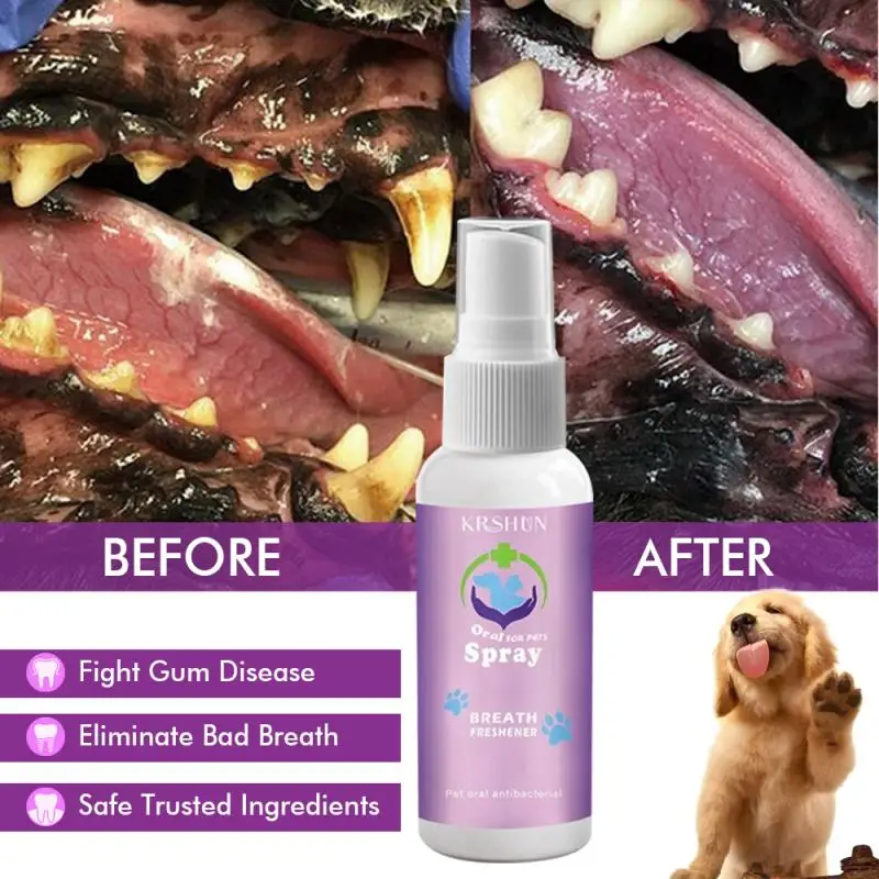 

20ml Pet Spray Eliminate Bad Dog Cat Mouth Teeth Clean Breath Bad Naturally Fights Plaque Tartar & Gum Disease Mouth Freshener