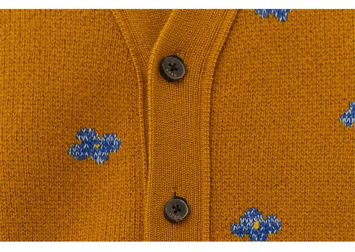

Cardigan V-neck Flower embroidery Adererror Sweater Men Women 1:1 Top Quality Hip-hop Ader Error Knit Sweatshirts