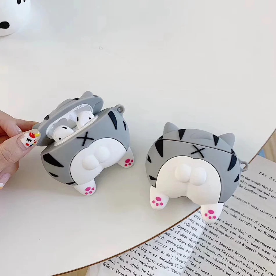 3D Bluetooth Плетеный чехол для наушников Airpods силиконовый милый мультяшный с рисунком