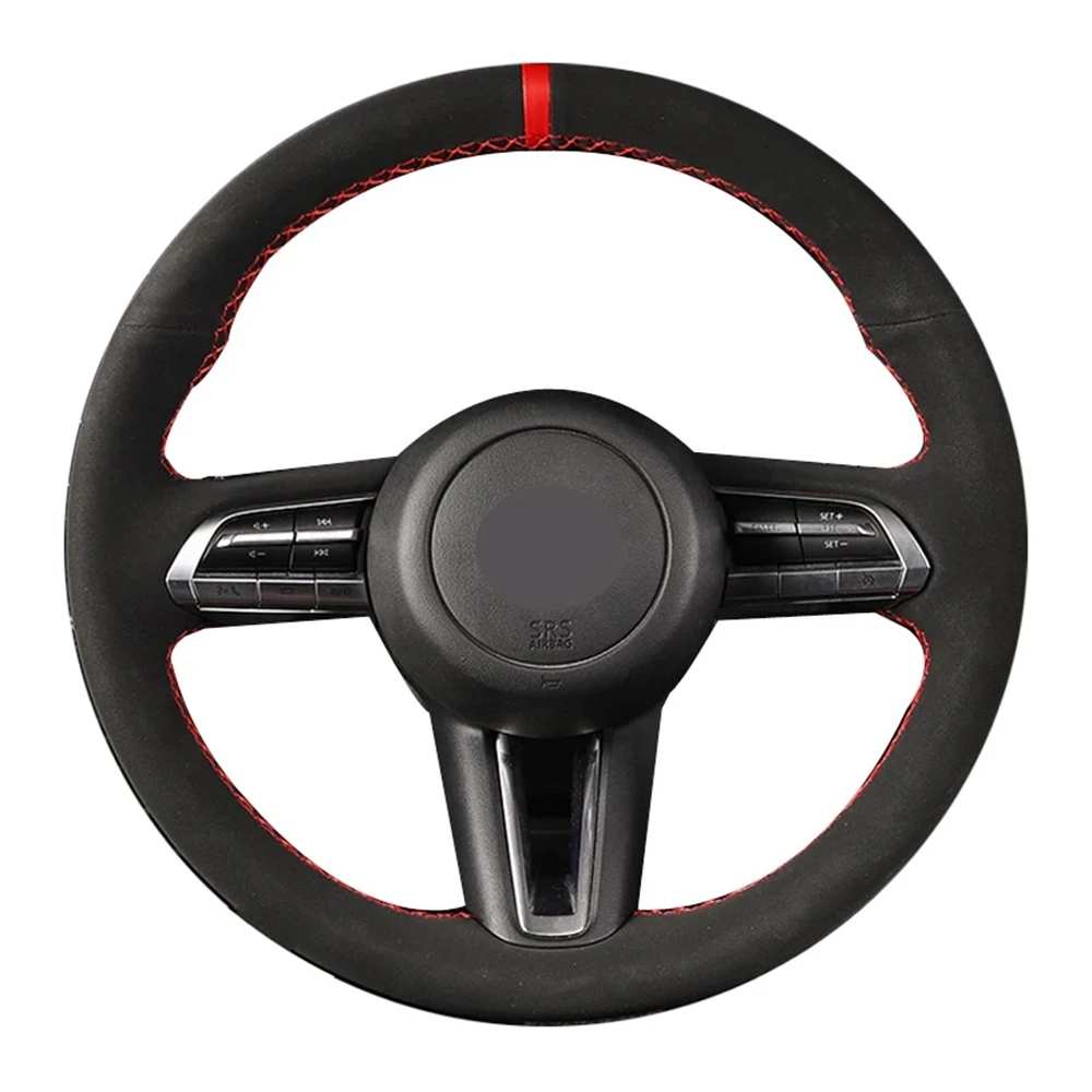 

Нескользящая черная замша из натуральной кожи, модель "сделай сам" для Mazda чехол рулевого колеса автомобиля CX30 2019-2020, Mazda 3 Axela 2019-2020