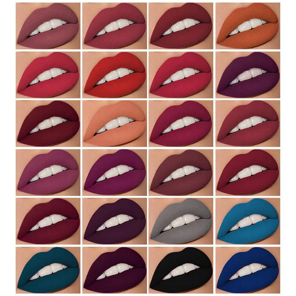 

24 Colors/Set Matte Lipstick Set Waterproof Long Lasting Makeup Fashion Batom Velvet Pigment Women Gloss Lip Matte Nude Lip S0Q4