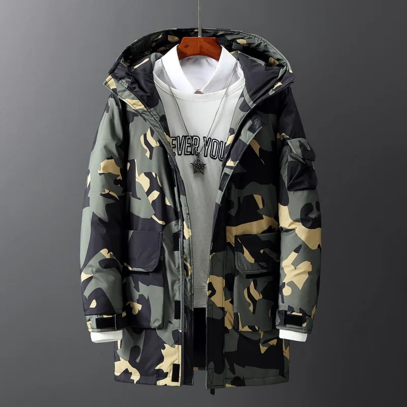 High Quality Men's Winter Jacket Thick Snow Parka Overcoat White Duck Down Jacket Men Hooded Mid-length Down Coat Plus Size 3XL