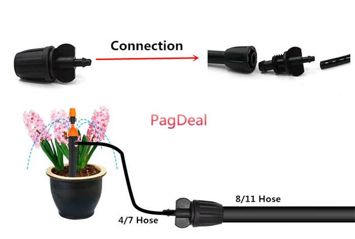

5pcs Garden Irrigation Hose Connector Single Way Barbed Lock Fitting 8/11 mm and 4/7mm Hose