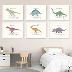 Милый динозавр тираннозавр Трицератопс животное настенная Картина на холсте скандинавские постеры и принты настенные картины декор детской комнаты