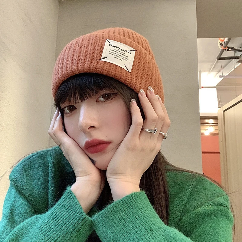 

шапка Skullies Beanies Knitted Hat Women's Autumn Winter Letter Patchwork Hooded Cap Woolen Hat Gorro Thick Warm Bonnet Men