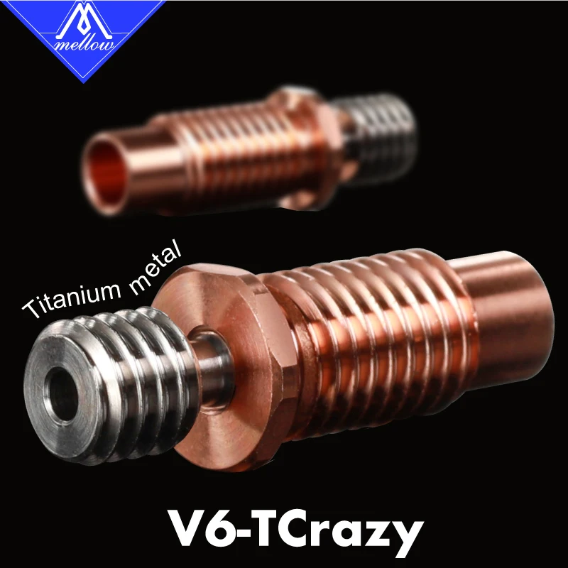 Quebra de Calor Bocal da Impressora Garganta para 1.75mm Mellow All-metal Titanium & Cobre 3d E3d v6 Hotend Aquecedor Bloco 2021 nf V6-tcrazy