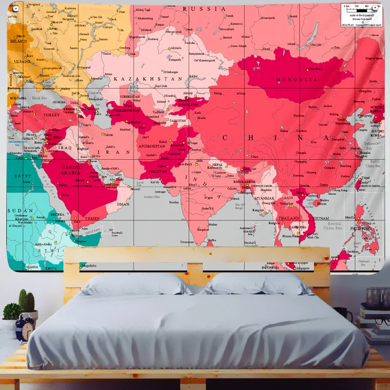 Настенная карта мира гобелен украшение в стиле бохо Декор для дома подвесной