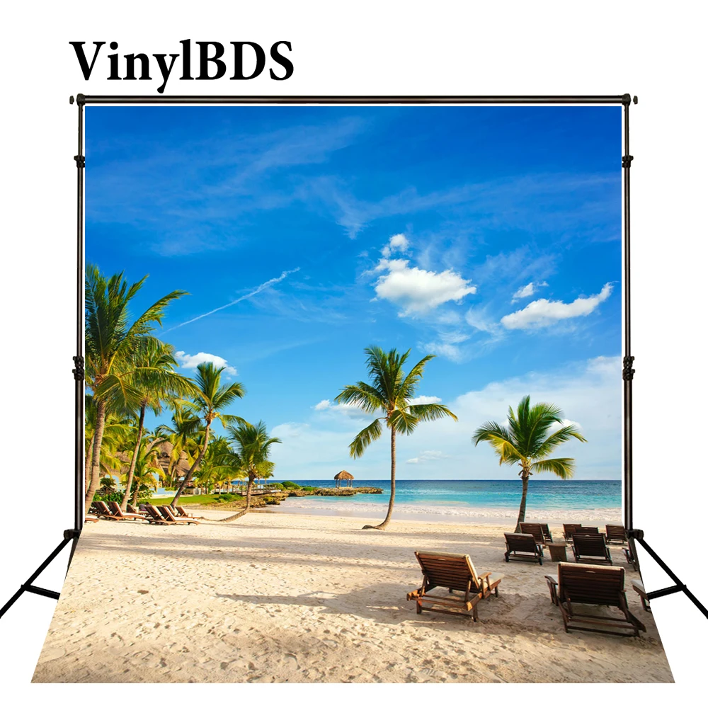 

VinylBDS 8x8ft Photography Backdrop Beach Background Summer Backgrounds Scenic Backdrops Blue Background for Studio