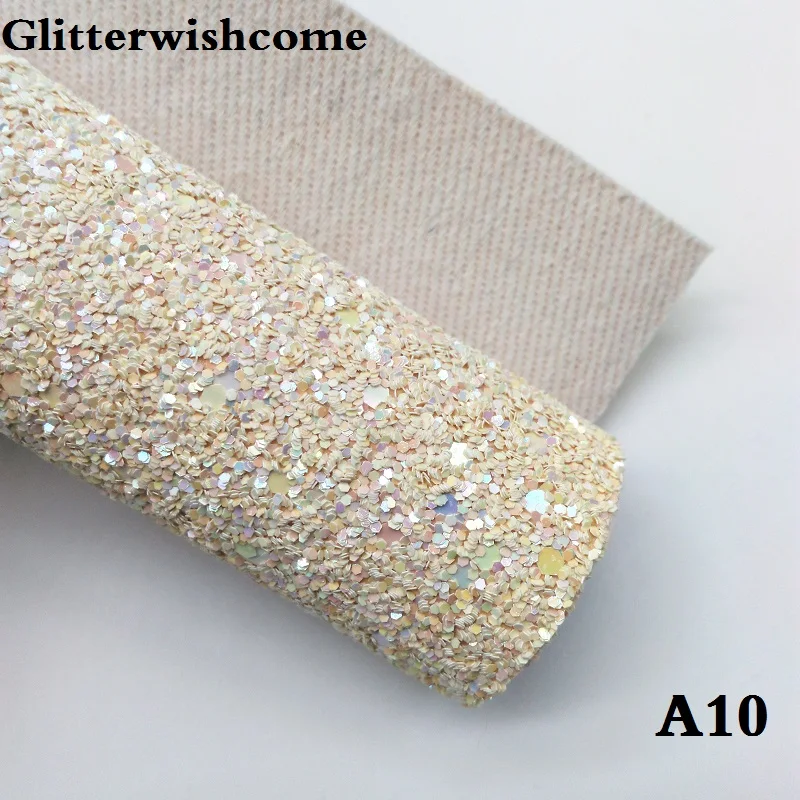 Glitterwishcome 21X29 см A4 размер искусственная кожа ткань, блестящая ткань, Vinil Para Lazos плотная блестящая ткань для бантов, GM034A - Цвет: A10