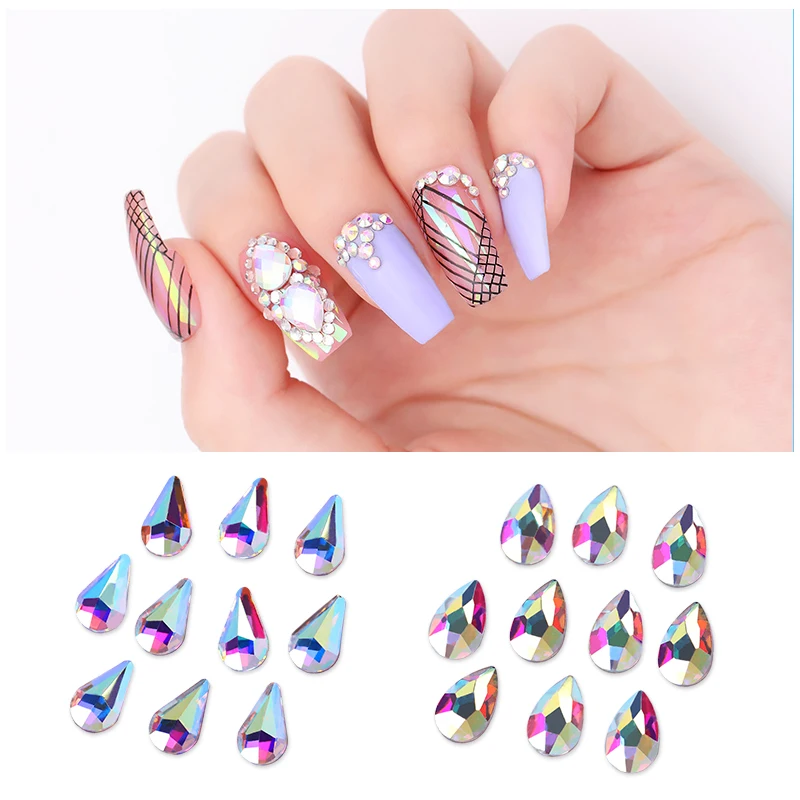 10 шт./упак. 3D Стразы для ногтей капли воды Сердце Луна смешанные размеры дизайна DIY дизайн|Стразы и украшения|