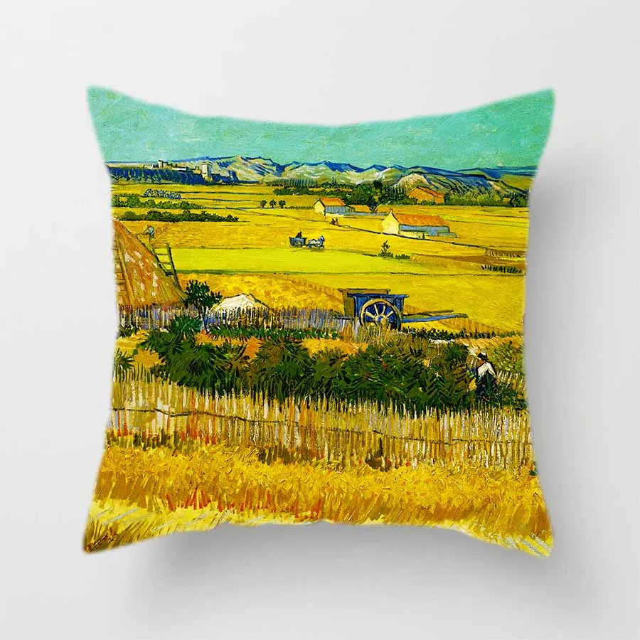 Наволочка для подушки с изображением Ван Гога персиковая кожа масляная живопись