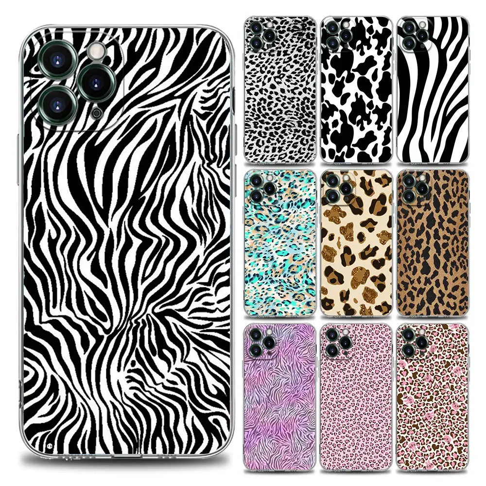 

Fashion Sexy Leopard Grain Transparent Phone Case for iPhone 11 12 13 Pro Max 7 8 SE XR XS Max 5 5s 6 6s Plus Soft Silicon TPU