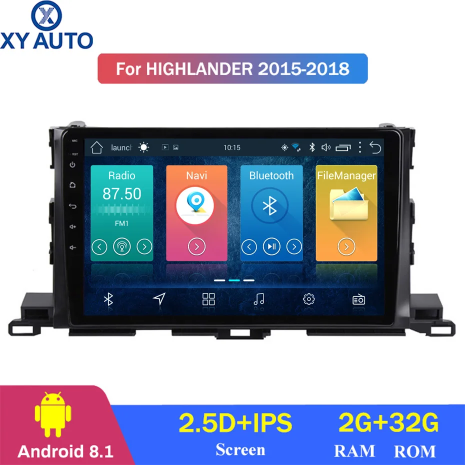 10 1 дюймовый 2.5D IPS HD мультисенсорный экран Android 2018 2 Гб ОЗУ 32 ПЗУ NAVI для Toyota highlander 2015