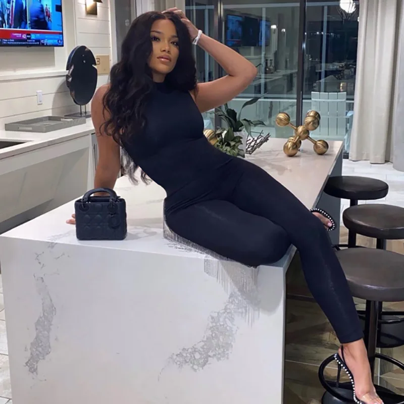 

Hot Sale 2021 New Arrivals Women Summer Style Sexy Sleeveless O Neck White Gray Black Brown Solid Night Club Jumpsuits