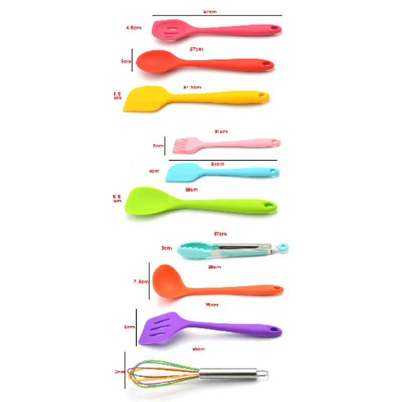 10pcs Color Silicone Kitchen Utensils Sets Non-stick Pot Environmental Protection Cooking Scoop Tools.Kitchen Supplies | Дом и сад