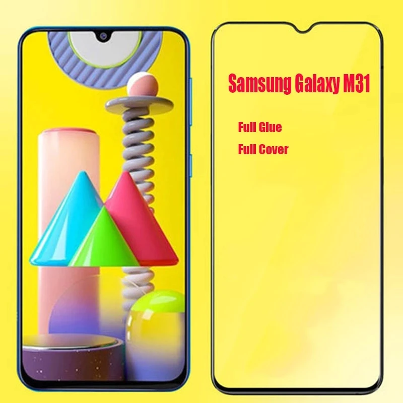 Vidrio templado con pegamento completo 3d para samsung galaxy m31, pel&iacute;cula protectora de cobertura completa, protector de pantalla para samsung galaxy m31, 20 Uds.-0