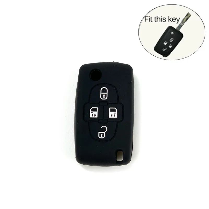 

Silicone Car Key Fob Cover Case Skin For Peugeot Car Key 4 buttons For Peugeot 1007 807 Citroen C8