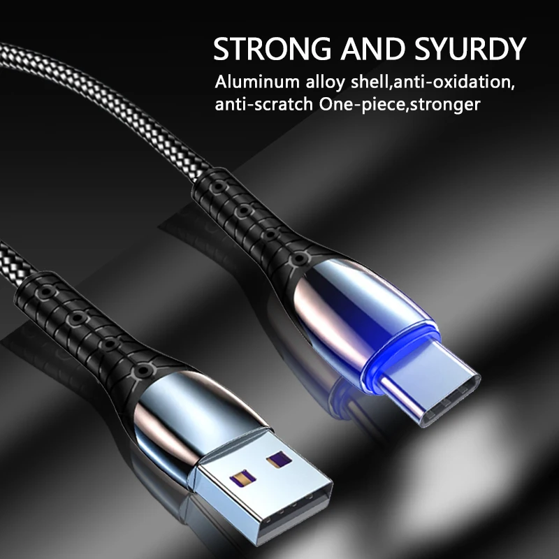 

USB Type C Cable For Samsung 3A Fast Charging Data Sync Cable For Huawei p20 Xiaomi usb c to usb c LED Light USB C Cable
