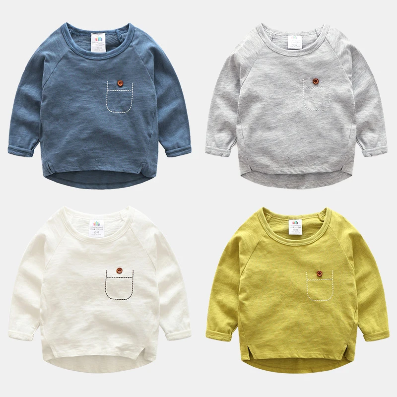 

Children's Bottoming Shirt Cotton T-Shirt Spring and Autumn New Baby Cartoon Tops for Boys and Girls Single-Piece Long-Sleeved