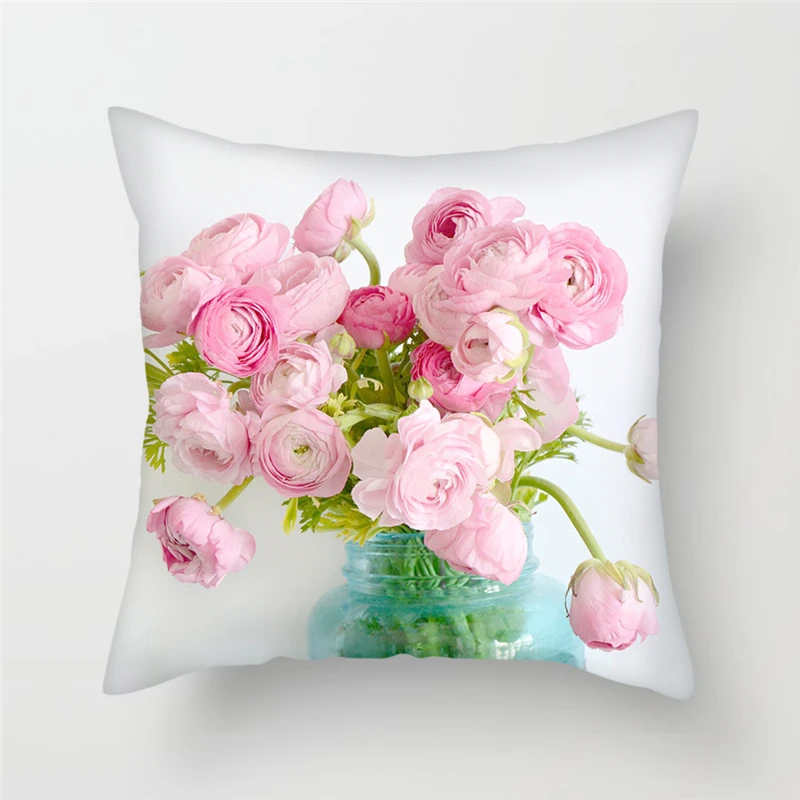 Чехол для диванной подушки Fuwatacchi из полиэстера с розовыми цветами наволочка