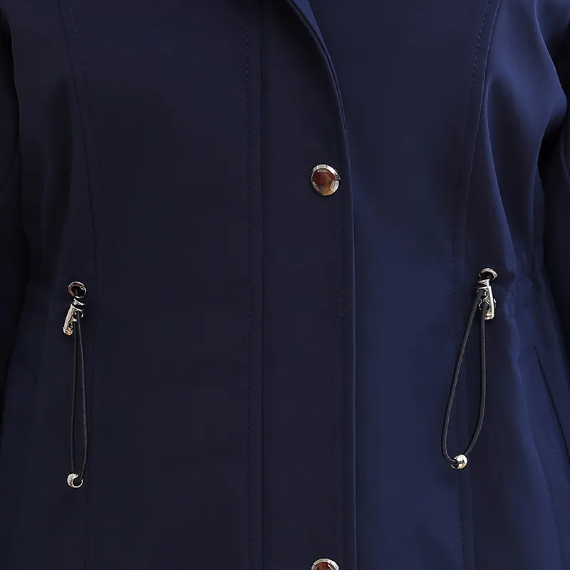 

Spring Autumn Women Trench Coat New Long Sleeve Hooded Overcoat Drawstring Plus Size 5XL Middle-aged Female Windbreakers Tops
