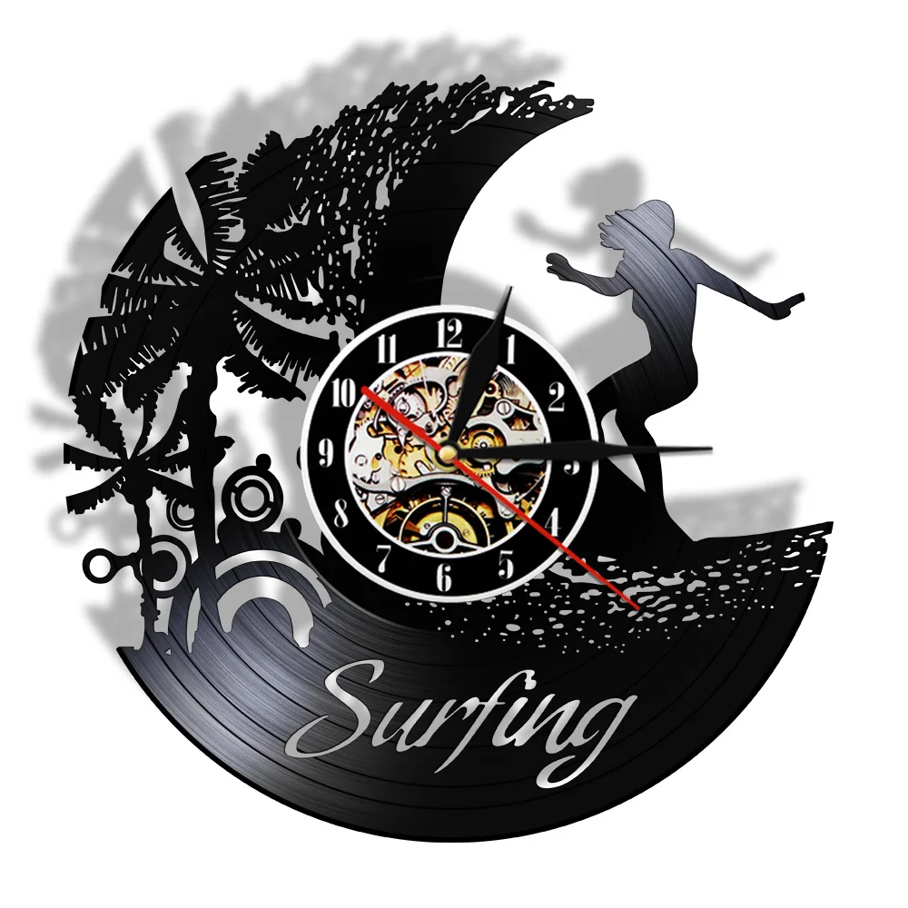 Настенные часы с виниловой пластиной для серфинга современные винтажные