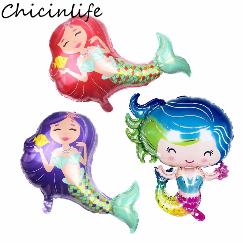 

Chicinlife 1Pcs Mermaid Foil Balloon Happy Birthady Party Baby Shower Girl Kids Toys Inflatable Balloon Under The Sea Supplies