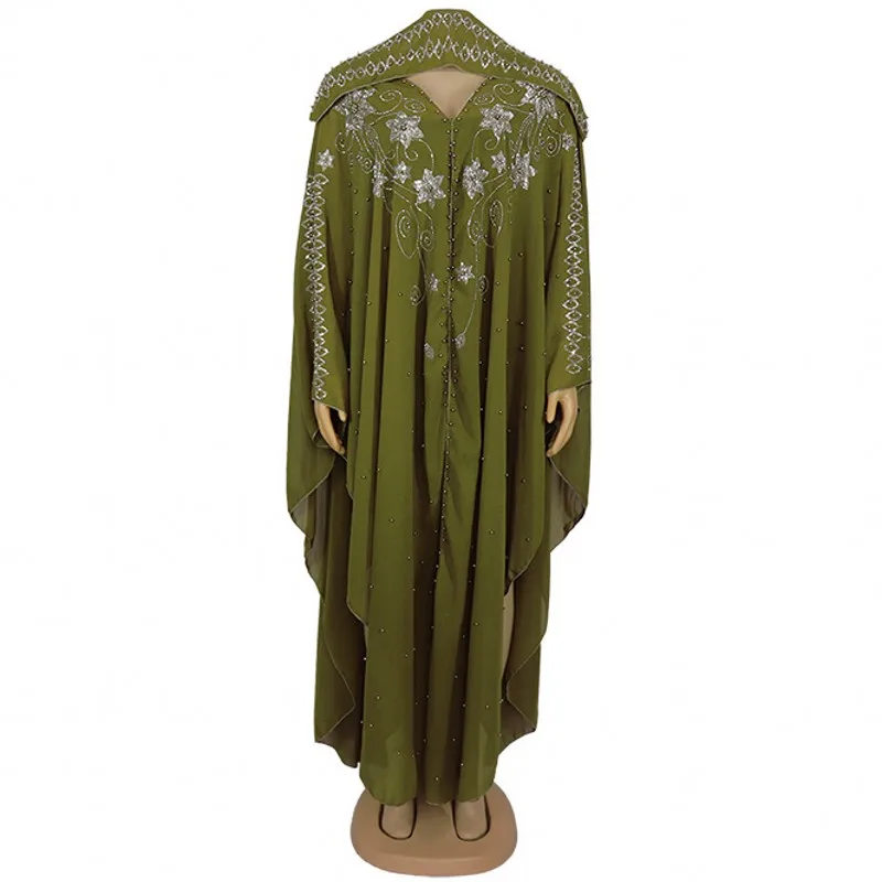 

African Dresses For Women 2020 Africa Clothing Robe African Design Bazin Chiffon Long Stick Diamond SLeeve Dashiki Dress Lady