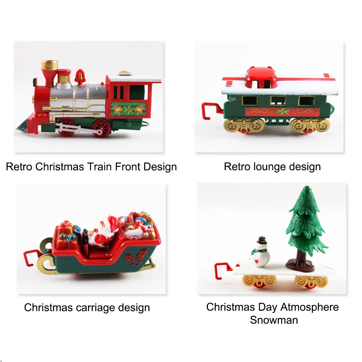Tren El&eacute;ctrico de juguete para Navidad, coches de pista de carreras con m&uacute;sica, decoraci&oacute;n de &aacute;rbol de Navidad de Santa Claus, modelo de tren-1