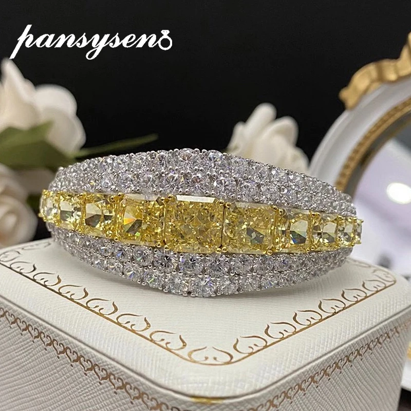 Женский браслет с бриллиантом PANSYSEN роскошное Ювелирное Украшение из серебра 100%