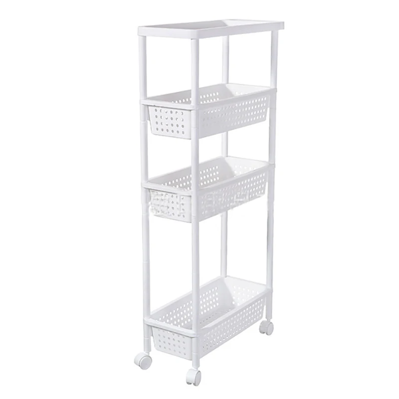 

Magic Movable Assemble 3/4 Layers Narrow Cabinet Multifunctional Foor-standing Shelf For Kitchen Bathroom Quilted Storage Rack