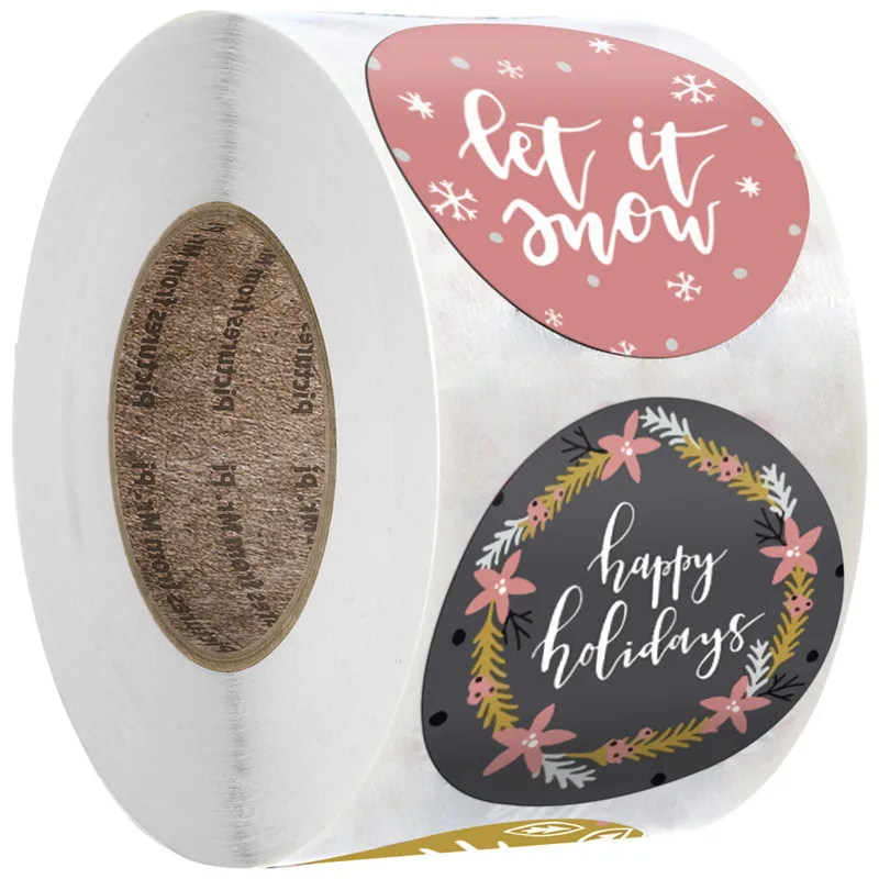 500pcs/roll Christmas Snowflake Candy Packaging Gift Boxes Sticker Dragee Cupcake Box Cookie Kraft Paper | Дом и сад