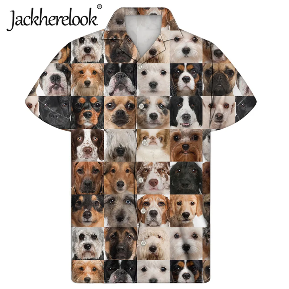 

Jackherelook летние Cubana рубашки для мужчин милые кошки, собаки, футболки с короткими рукавами с надписями «гавайская рубашка мужская одежда разме...