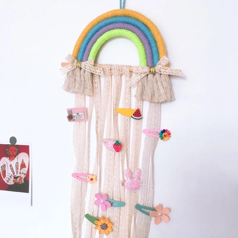 Hairband Storage Belt Barrette Organizer Hair Clips Holder DIY Rainbow Decoration Wall Hanging for Home | Дом и сад