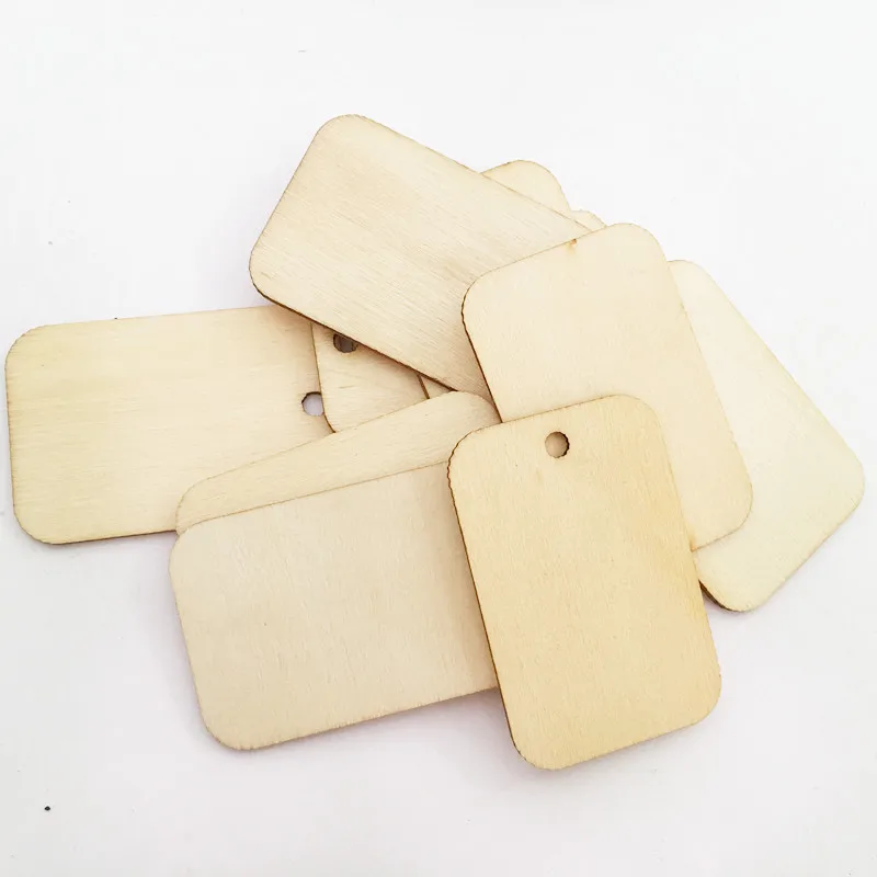 

25pcs 34*52mm Wooden Crafts Tag Chips Decoration Hanging Ornament DIY Accessories Home Decor Pendant