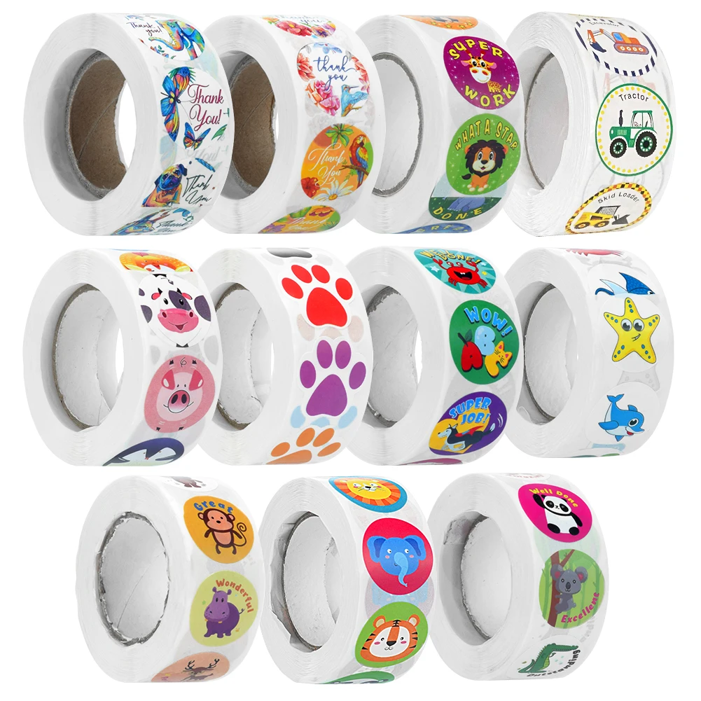 

Наклейки для запечатывания наград, Подарочный рулон для детей, для школьных наград, для учителей, милые наклейки с мультяшными животными