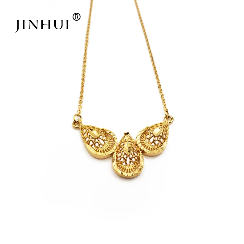 JINHUI модные Дубай новые женские золотые ожерелья с подвеской 45 см 2 мм цепочка для