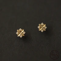 s925 sterling silver plated 14k gold stud earrings for women rhombus zirconia cross flower temperament new earrings ear jewelry