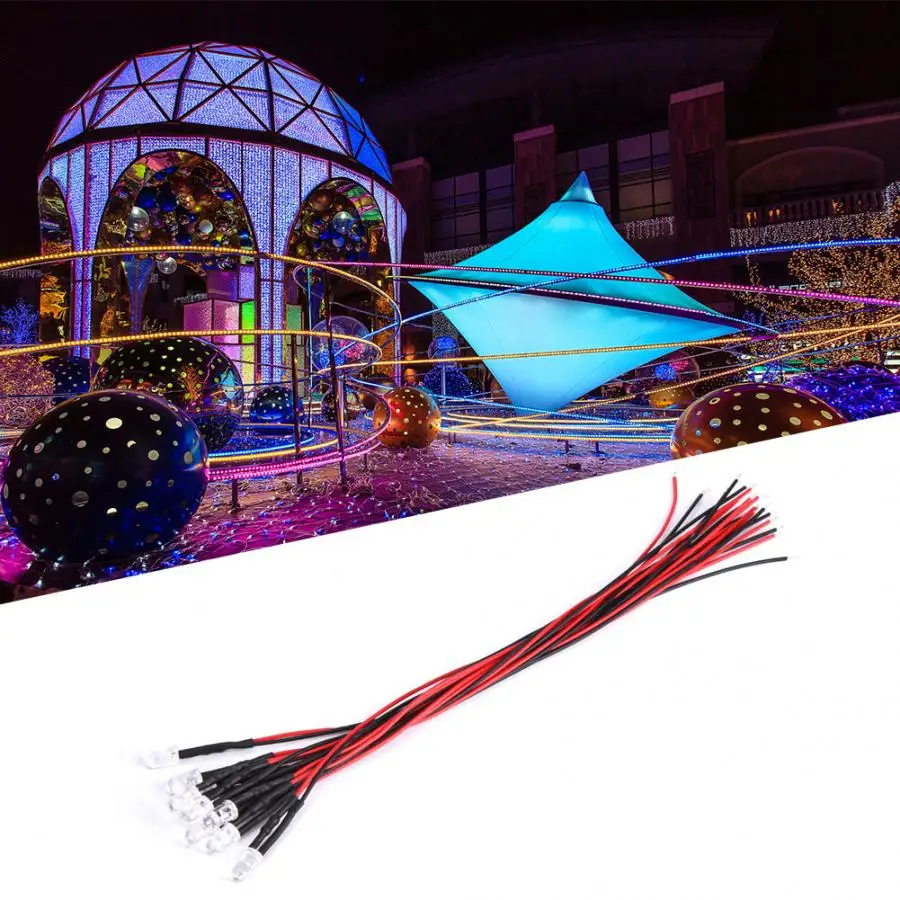 Светодиодный чип 12 В Предварительно Проводные светоизлучающие диоды 5 мм